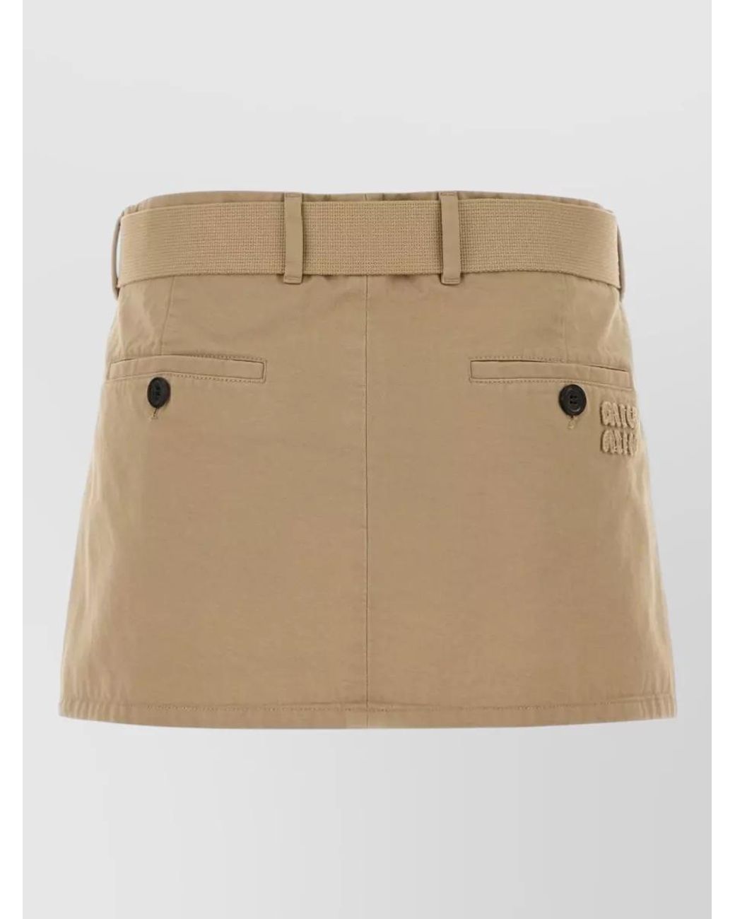Miu Miu Natural Cotton Pleated Mini Skirt