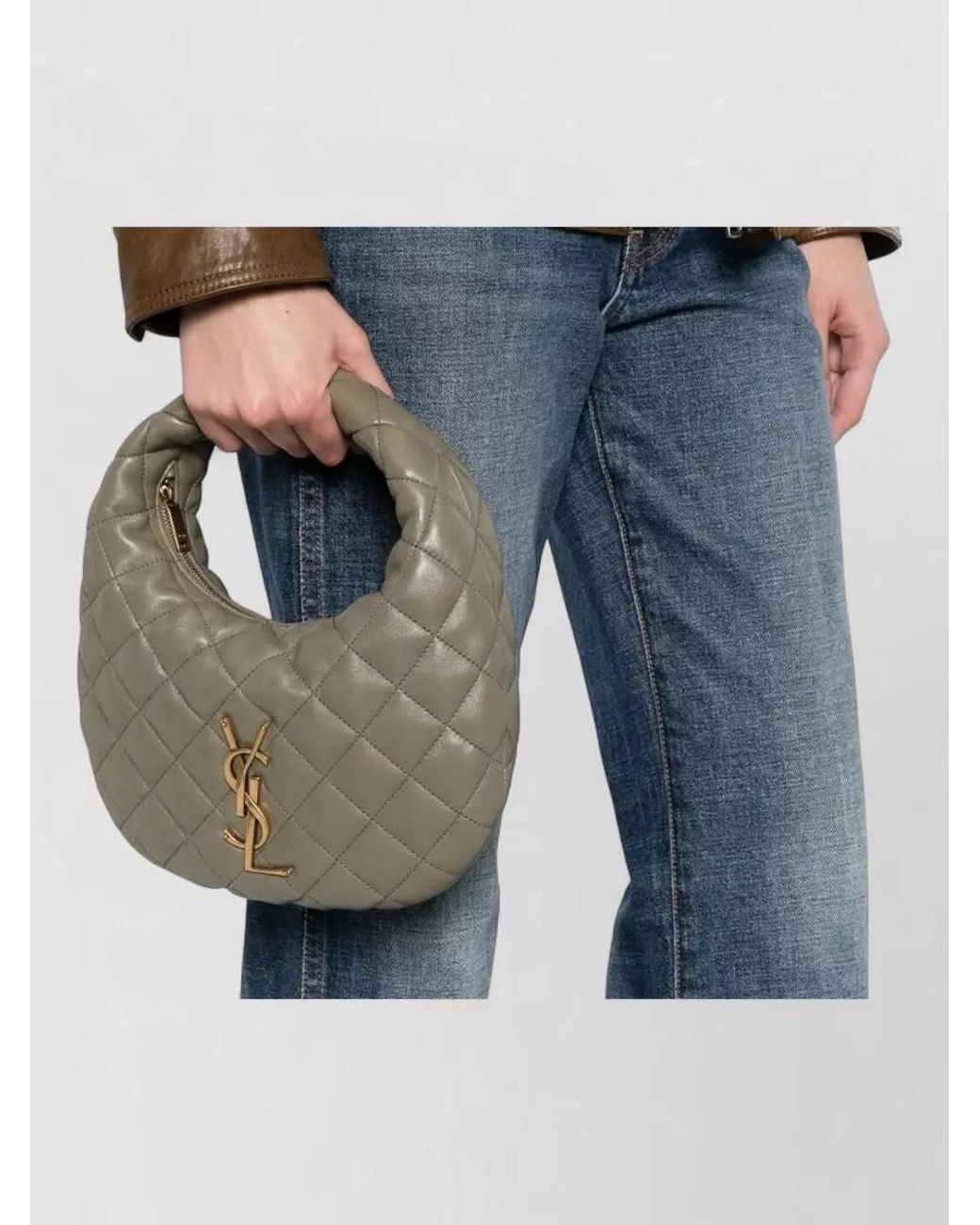 Saint Laurent Gray Icarino Baby Lamb Leather Quilted Tote Bag