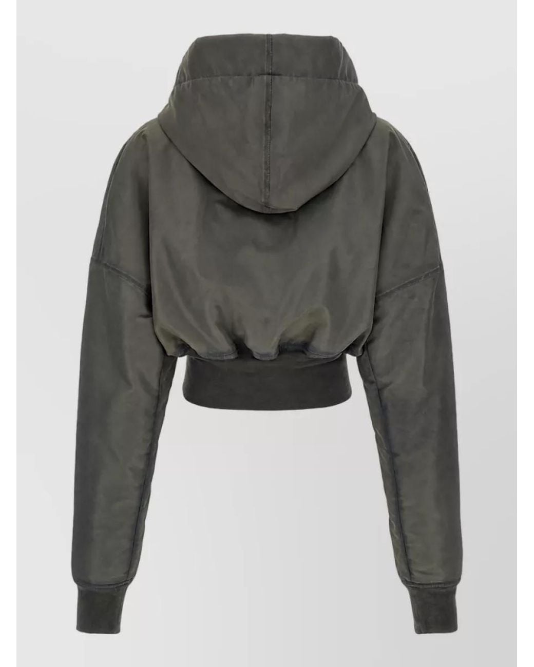 Rick Owens Gray Cropped Hooded Bomber Jacket