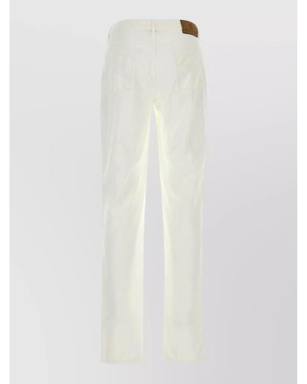 Brunello Cucinelli White Corduroy Straight-Leg Trousers for men