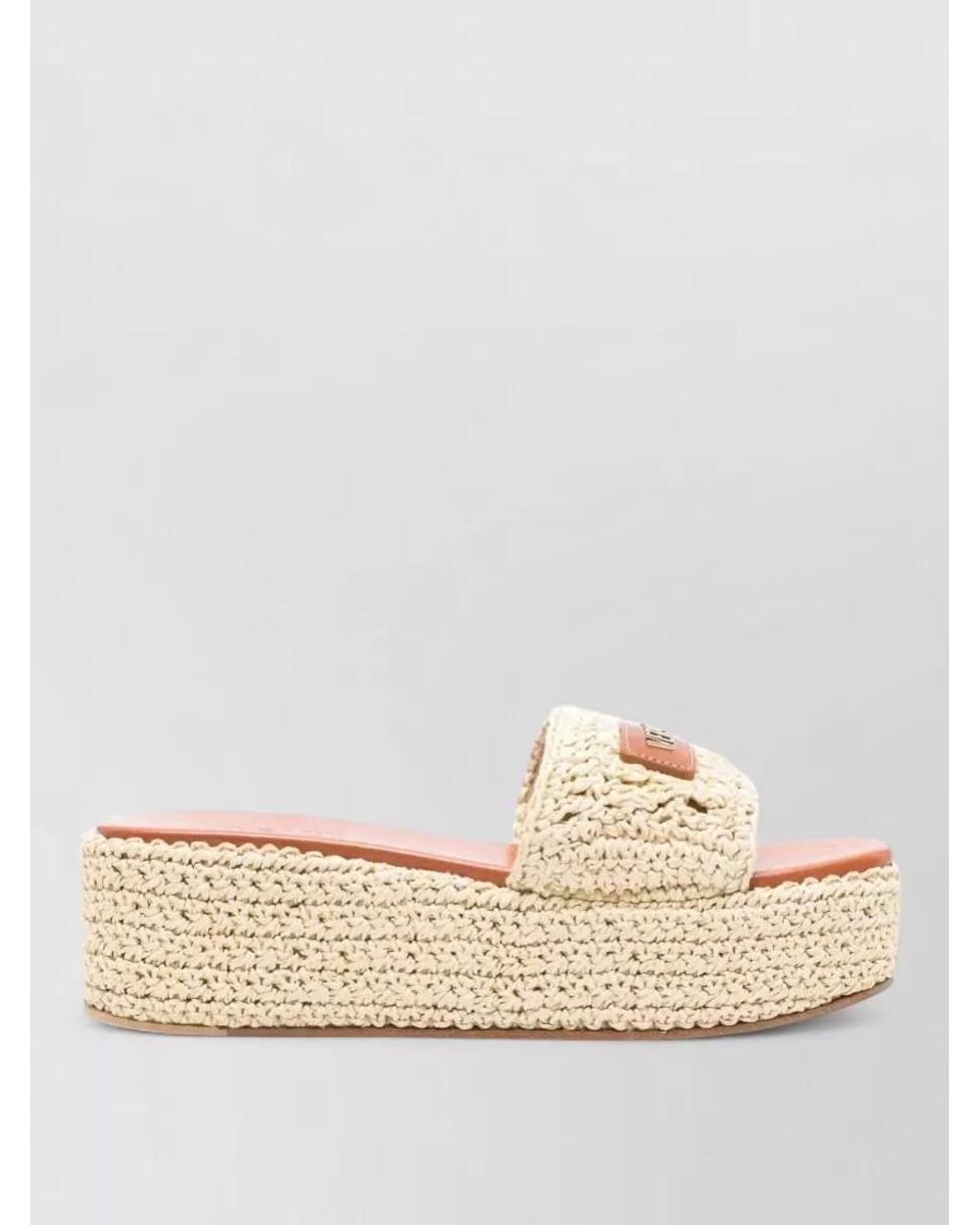 Versace Natural Platform Fabric Mules Open Toe Braid
