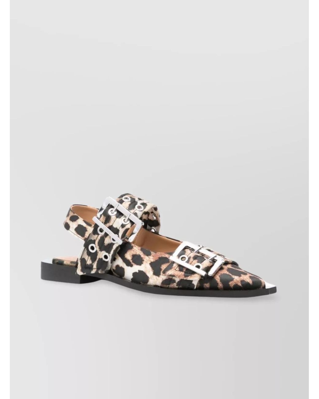 Ganni Metallic Leopard-Print Slingback Ballerina Flats