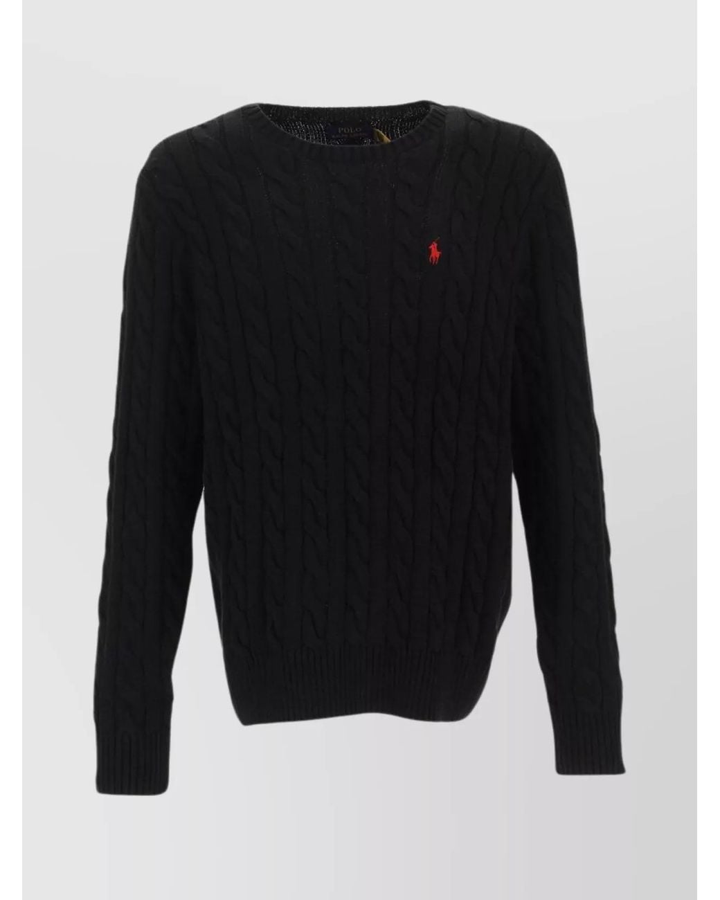 Polo Ralph Lauren Black Cable-Knit Cotton Crewneck Jumper for men