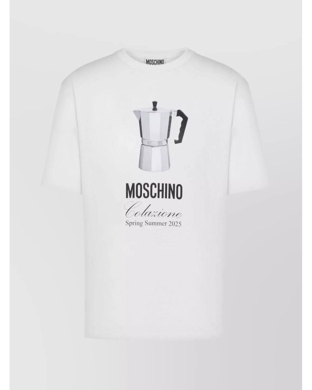 Moschino White Cotton Regular-Fit Logo-Print T-Shirt for men