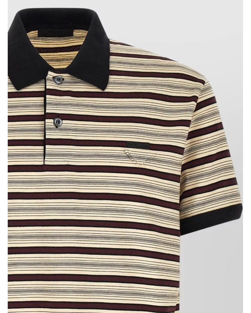 Prada Natural Striped Short-Sleeve Polo Shirt for men