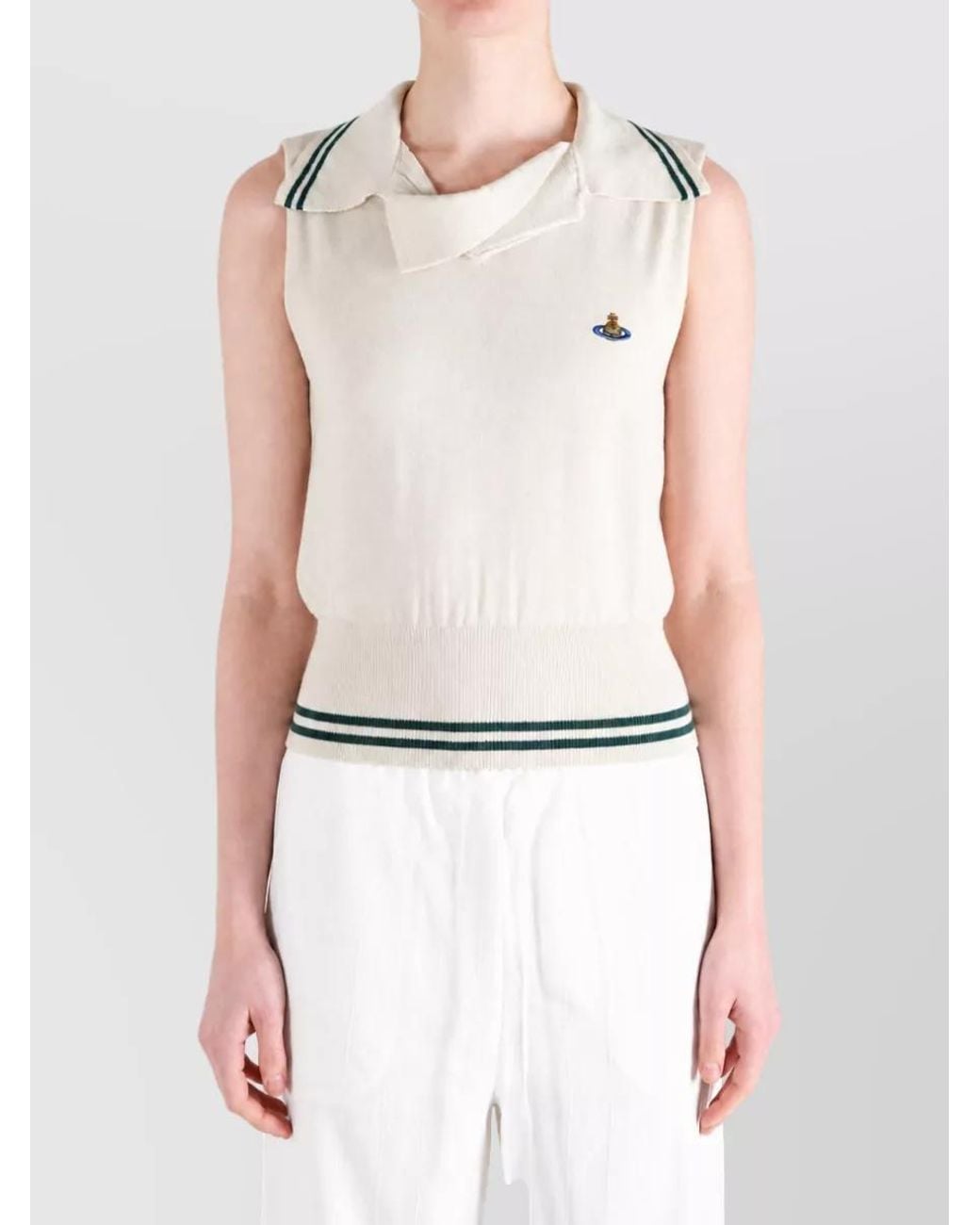 Vivienne Westwood White Cashmere-Blend Long-Sleeve Knitted Top