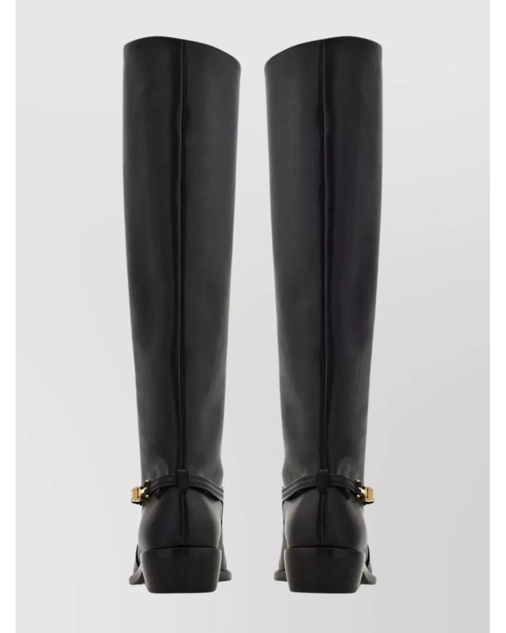Ferragamo Black Leather Knee Boots
