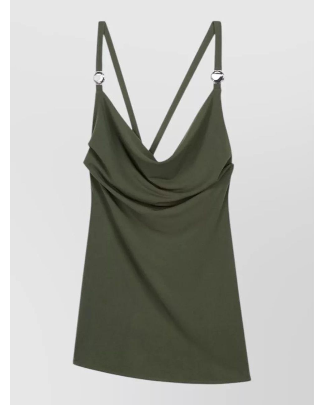 Coperni Green Draped Slim-Strap Tank Top