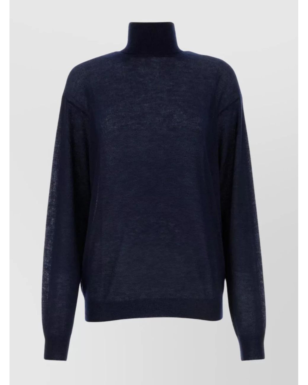Prada Blue Cashmere Ribbed Turtleneck Sweater