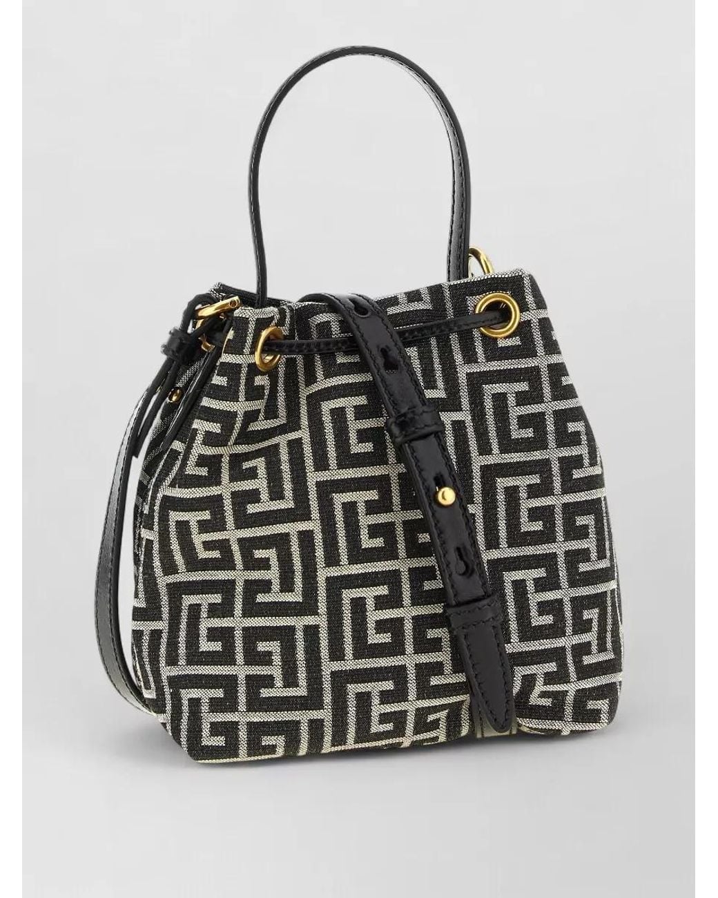 Balmain Black Pulse Mini Jacquard Bucket Bag