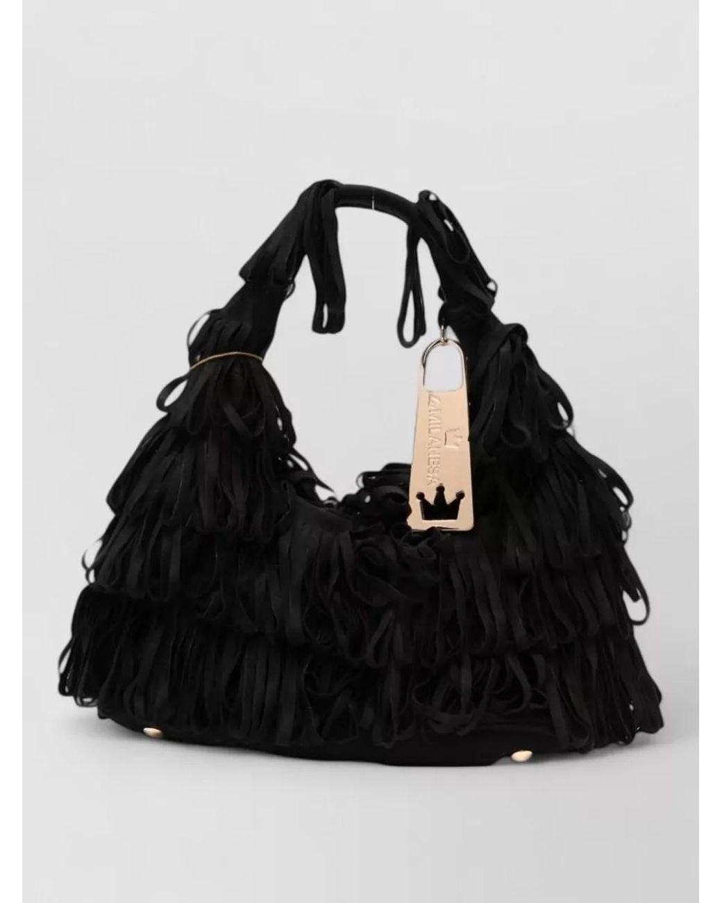 La Milanesa Black Fringe Shoulder Bag