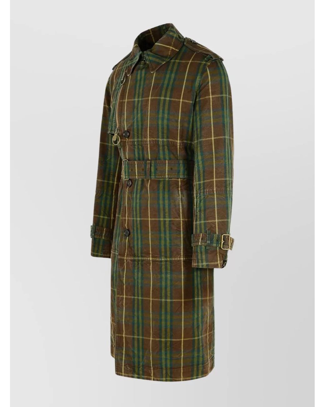 Burberry Green Cotton Double-Breasted Trench Coat for men
