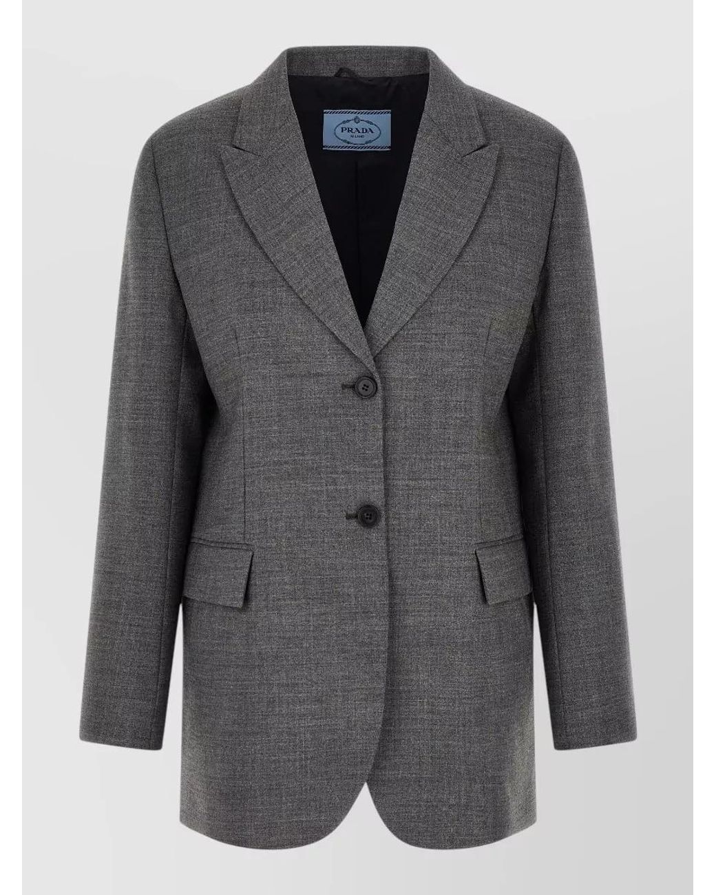 Prada Black Virgin Wool Single-Breasted Blazer