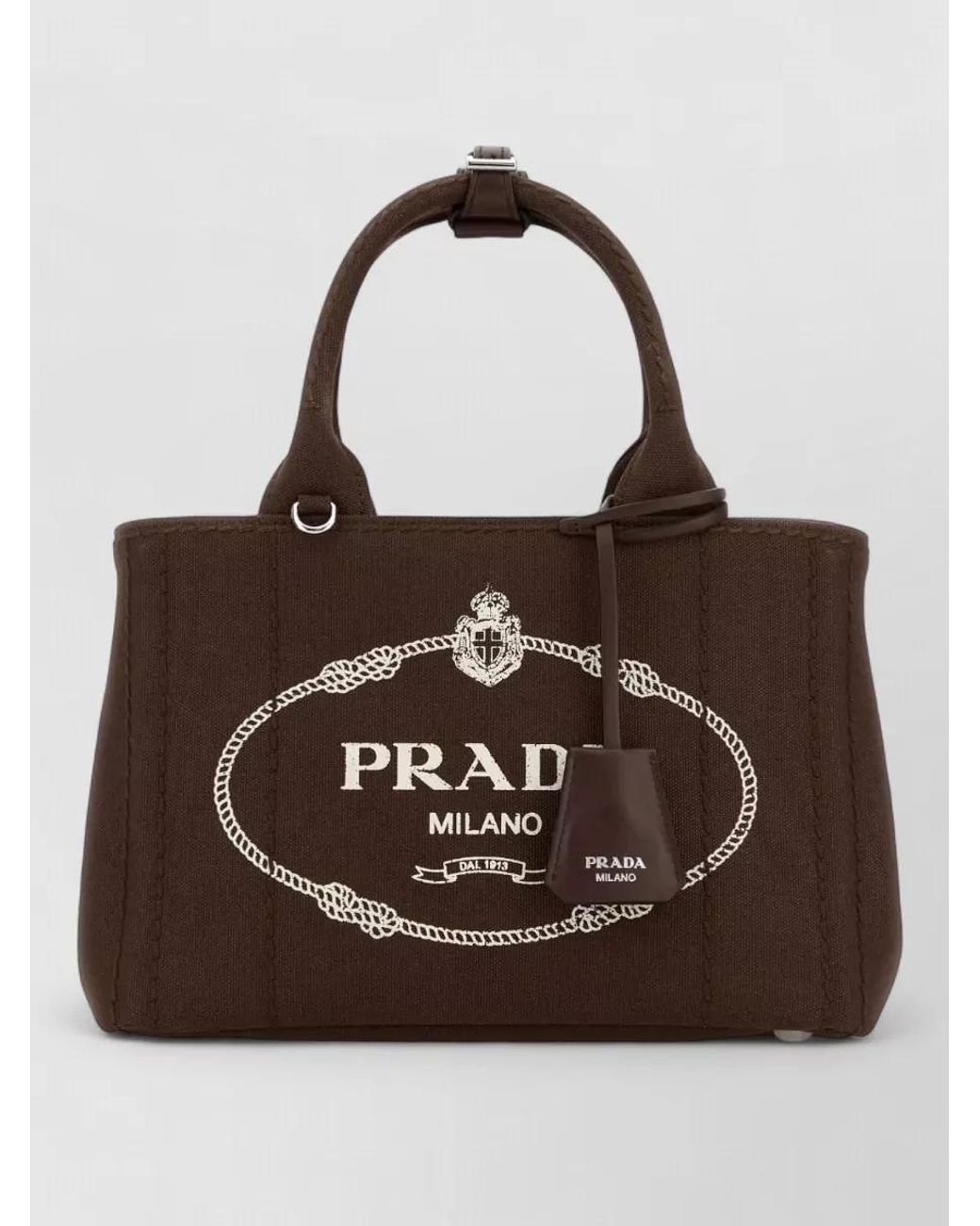 Prada Brown Small Canvas Shoulder Bag