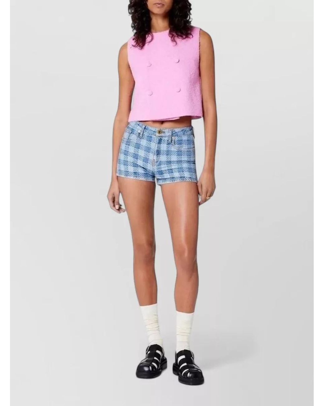 AMI Blue Denim Cropped Shorts