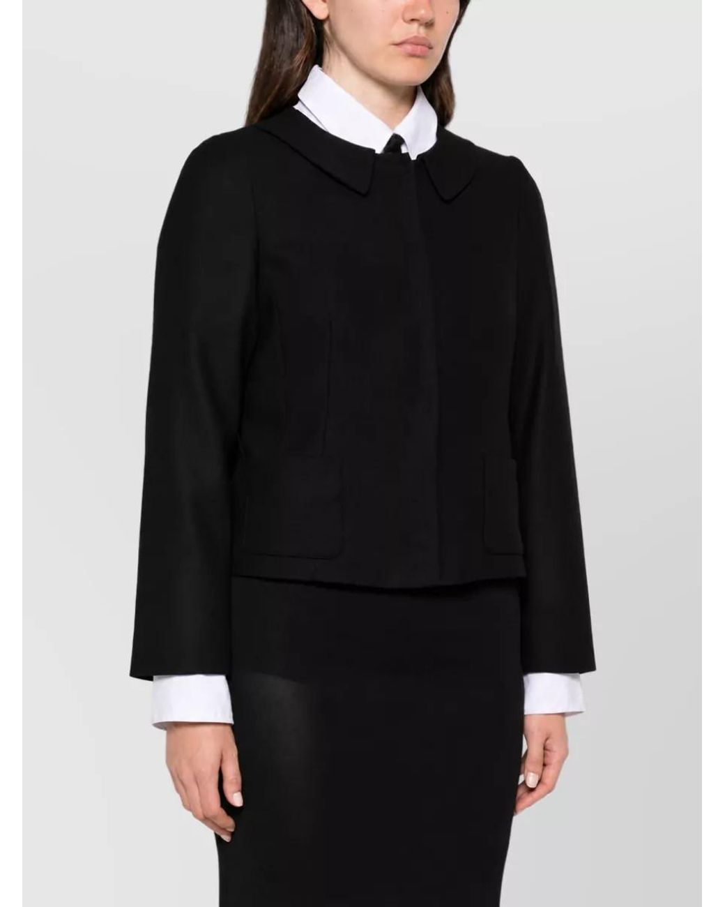 Emporio Armani Black Bow Detail Peter Pan Collar Wool Blend Blazer