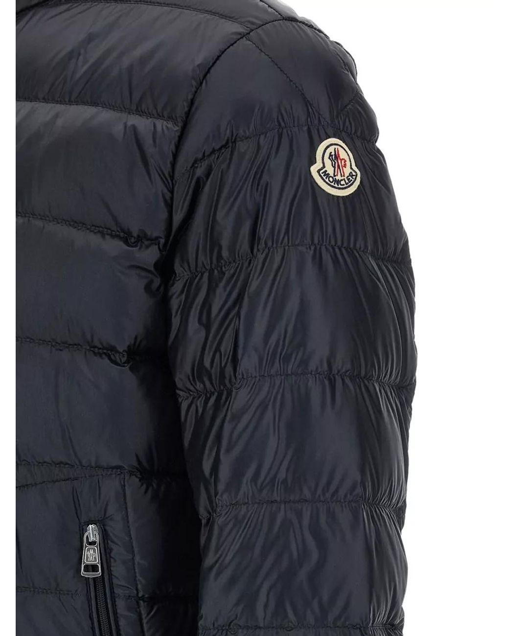 Moncler Blue Acorus Down Jacket High Neck Design for men