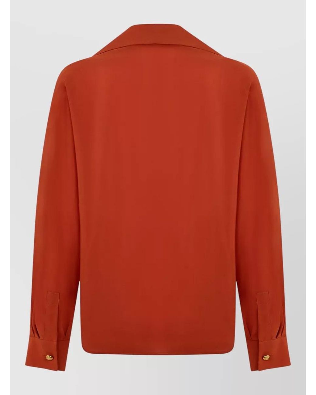 Max Mara Red Silk V-Neck Long-Sleeve Blouse