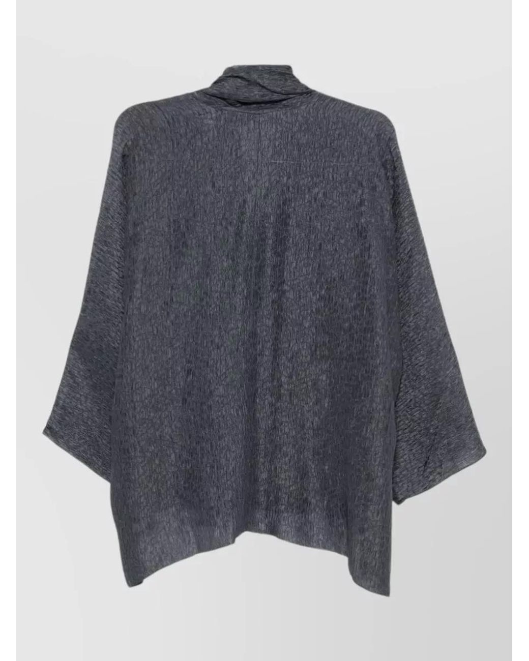 Cortana Blue Silk Crinkled Shawl Lapel Relaxed-Fit Jacket