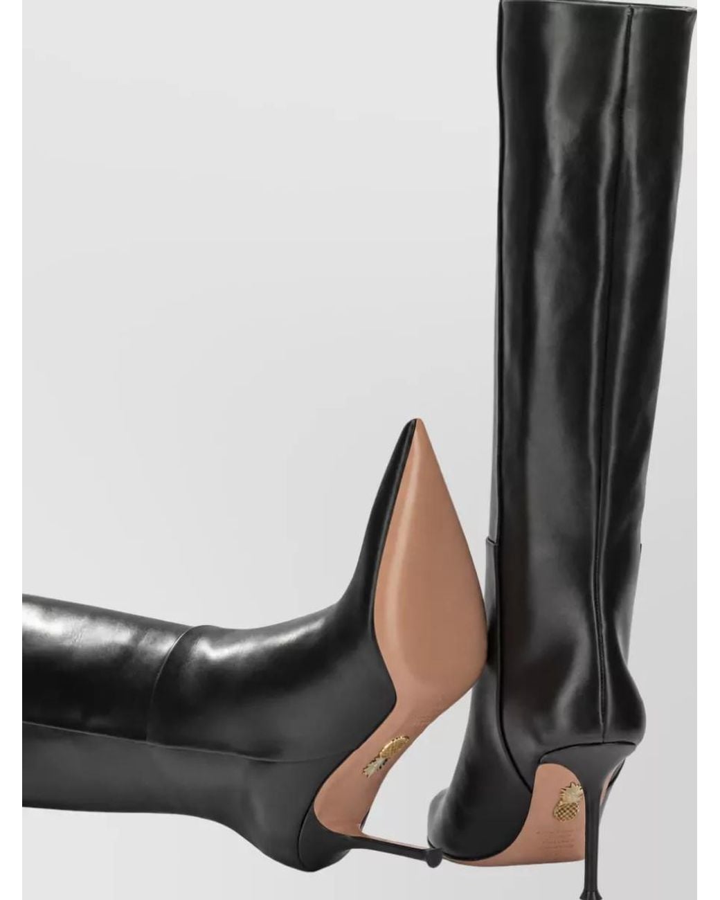 Aquazzura Black Leather Harper 85Mm Knee-High Boots