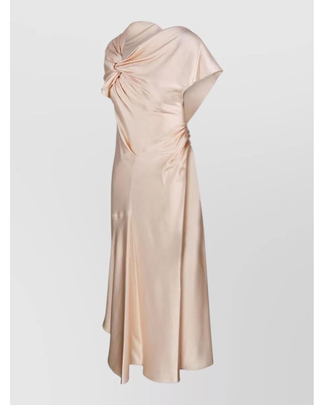 Victoria Beckham Natural Asymmetric Knot Maxi Dress