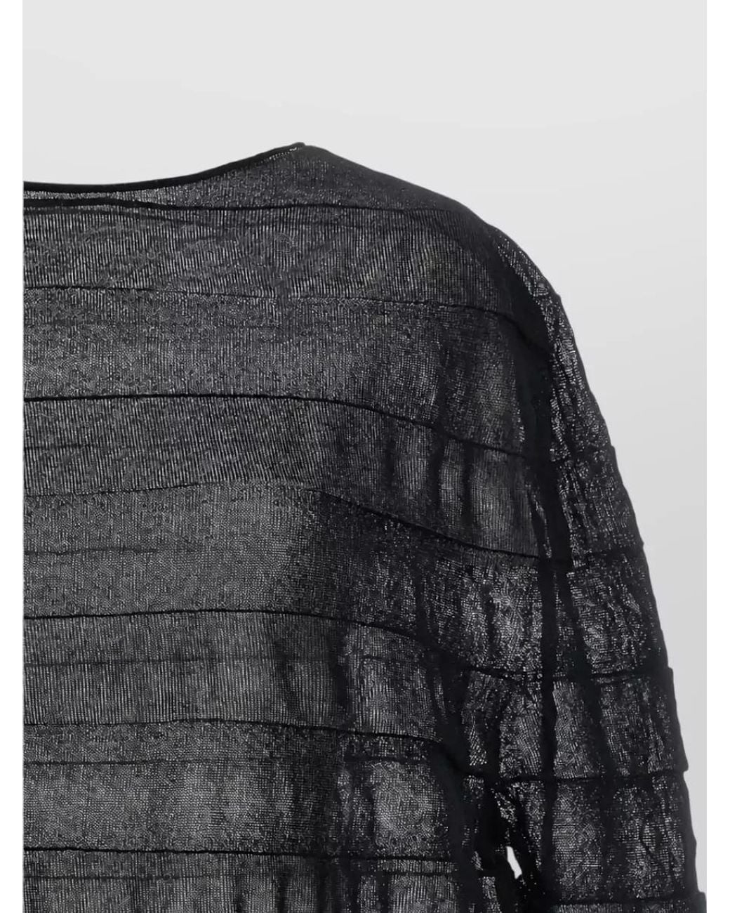 Issey Miyake Black Moving Knit Asymmetric Long-Sleeve Top