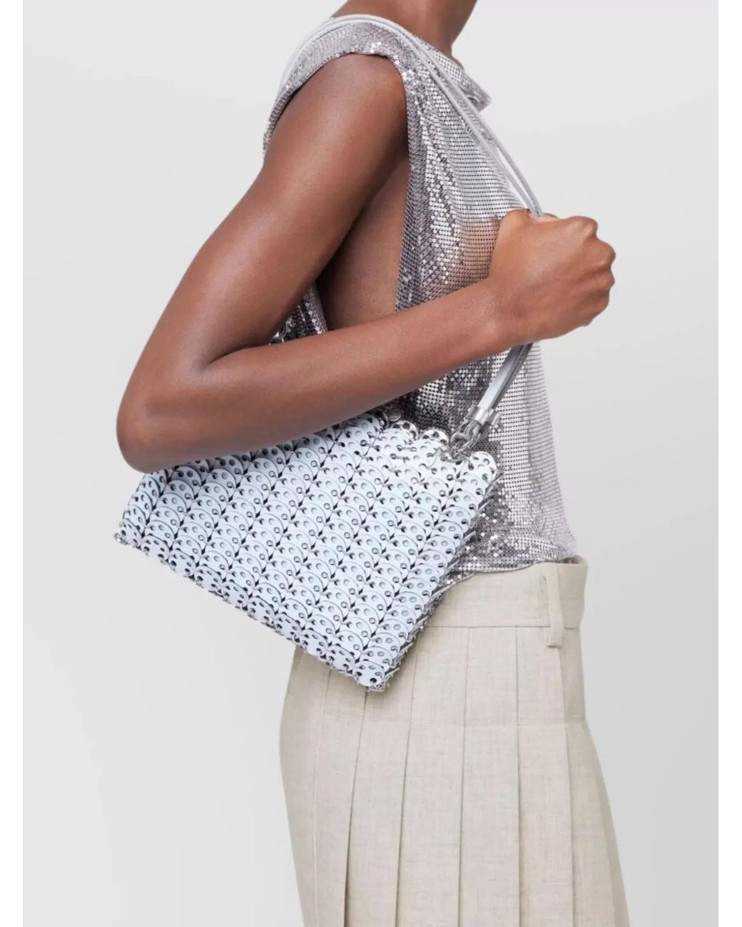 Rabanne White 1969 Chain Mail Leather Shoulder Bag