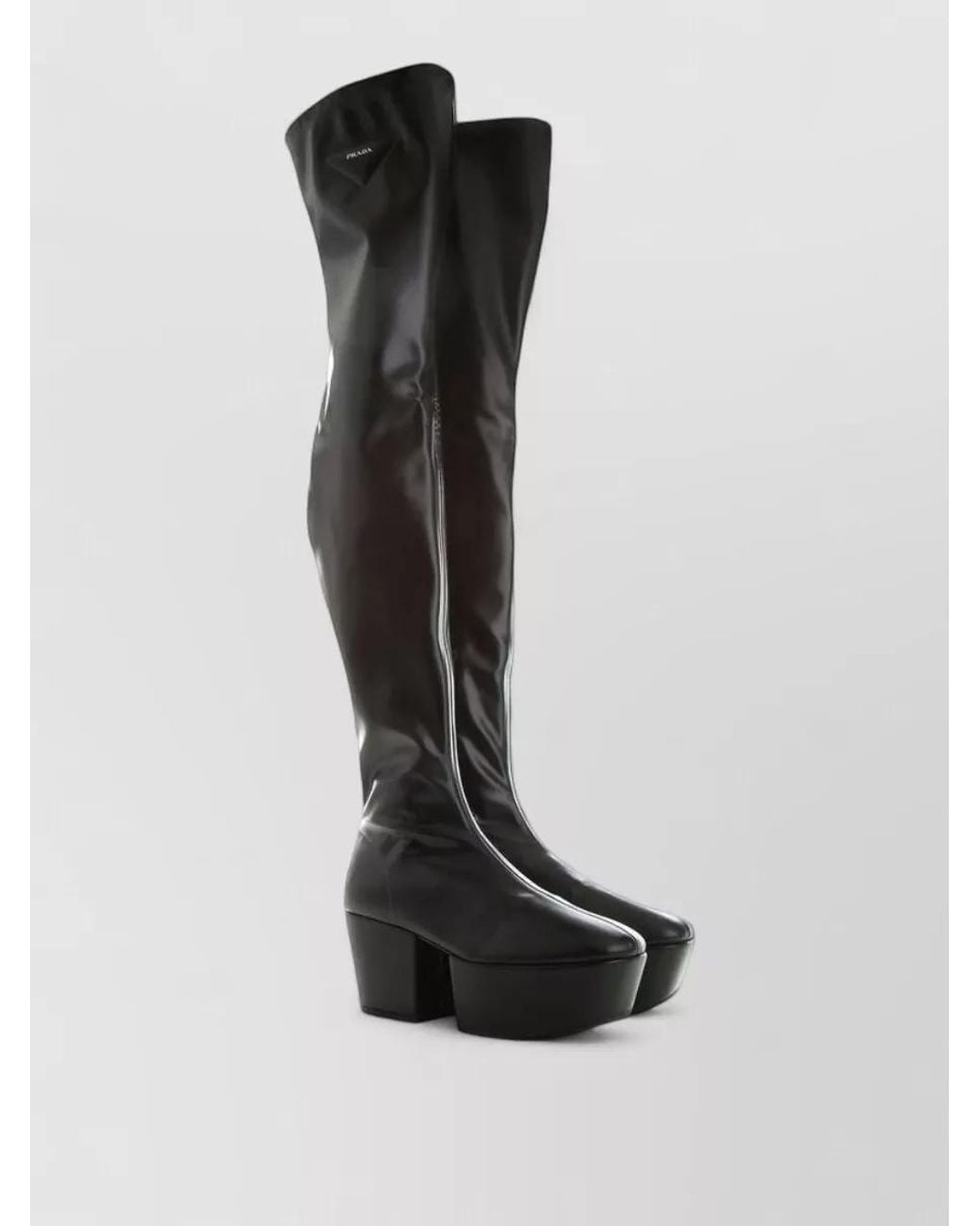 Prada Black Calfskin Over The Knee Boots