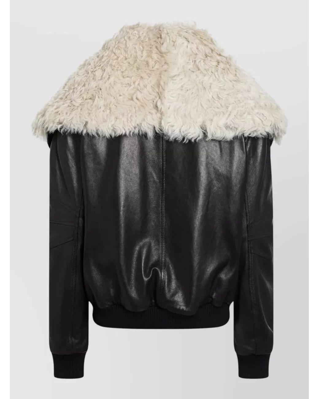 The Attico Black Shearling Collar Leather Bomber Jacket