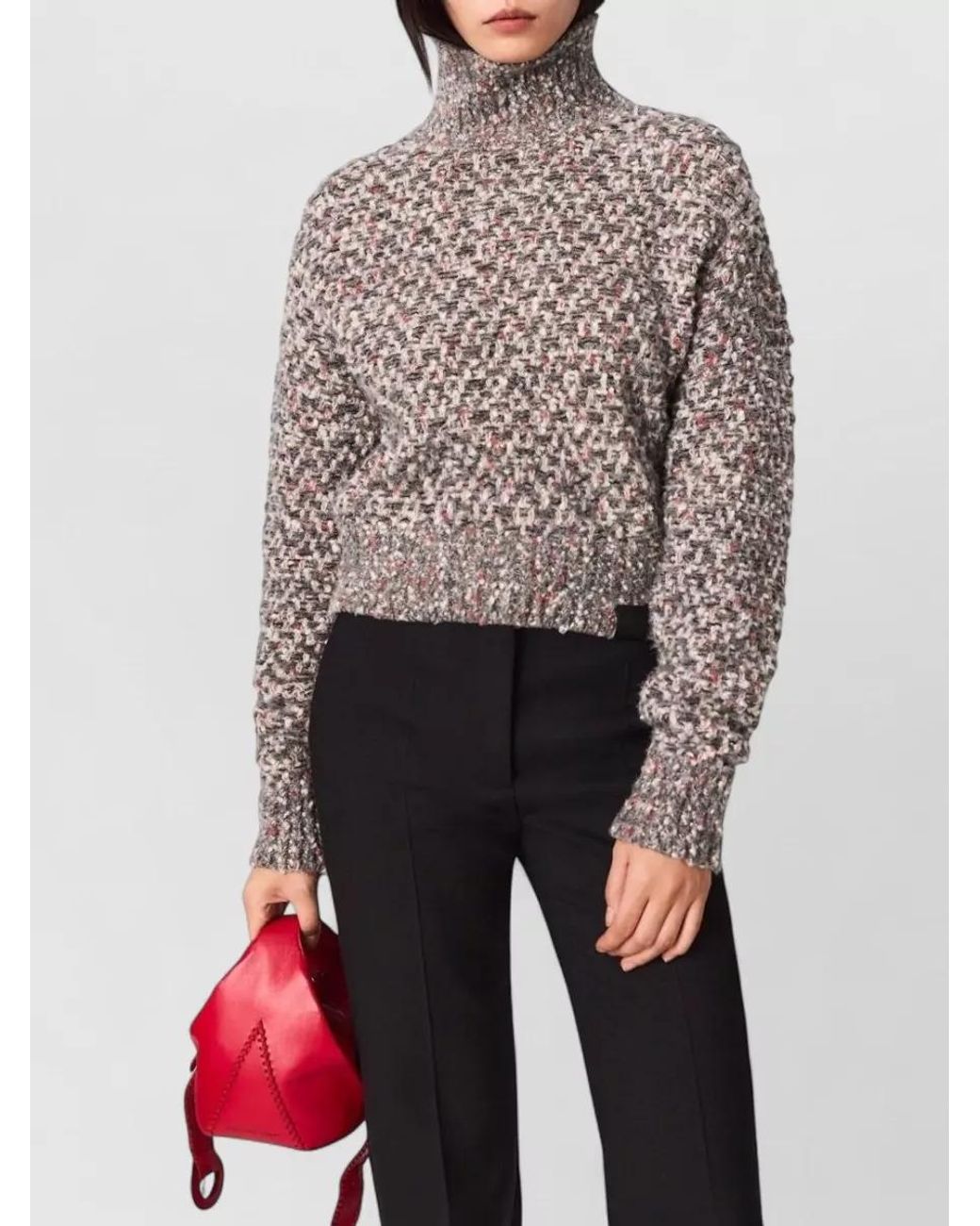 Stella McCartney Gray Wool Textured-Knit Relaxed-Fit Sweatshirt