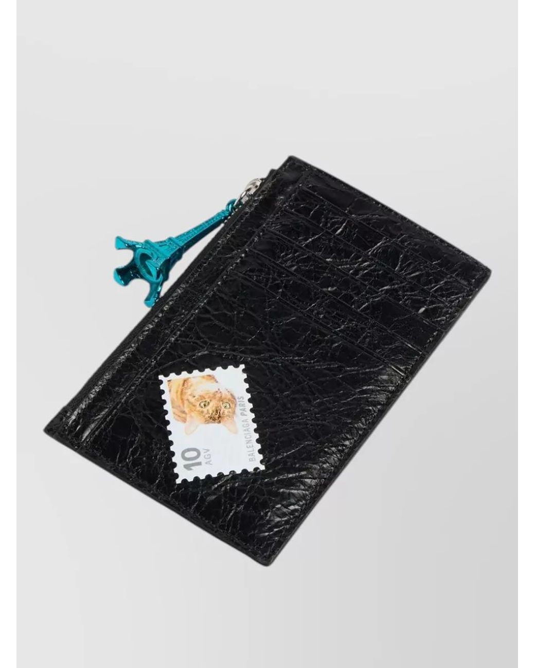 Balenciaga Blue Leather Long Coin And Card Holder Wallet for men