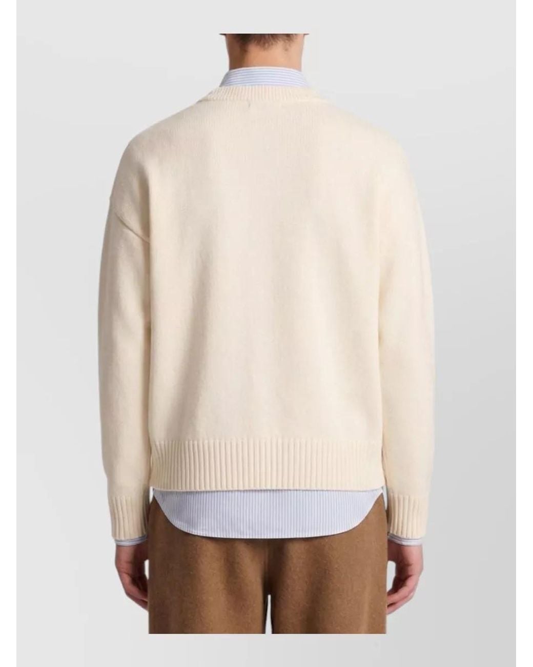 AMI Natural Intarsia Knit Ami De Coeur Sweater for men