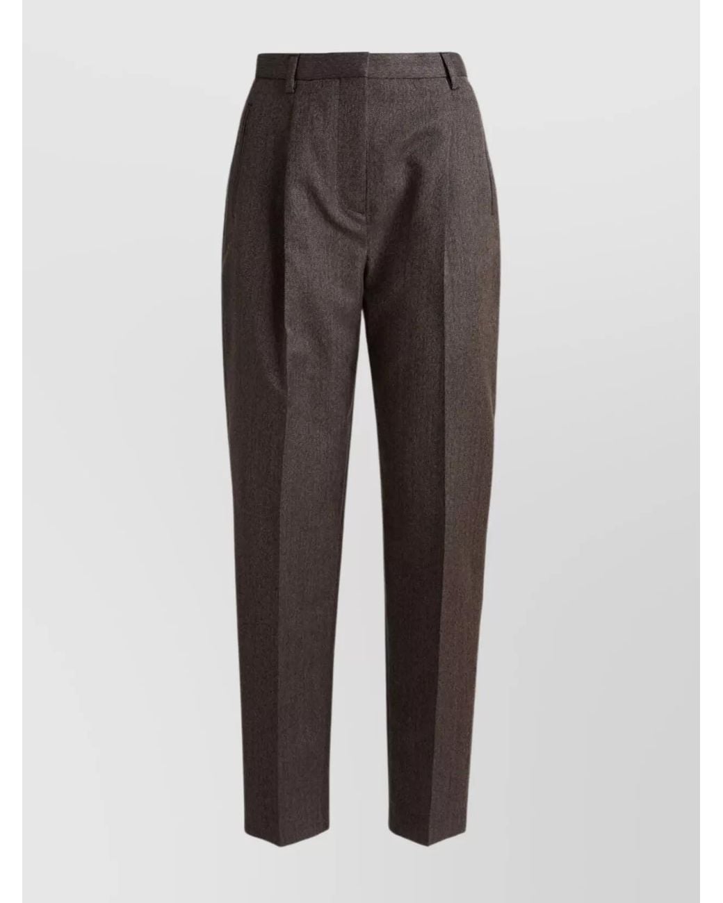 Tory Burch Gray Pleated Tapered Trousers