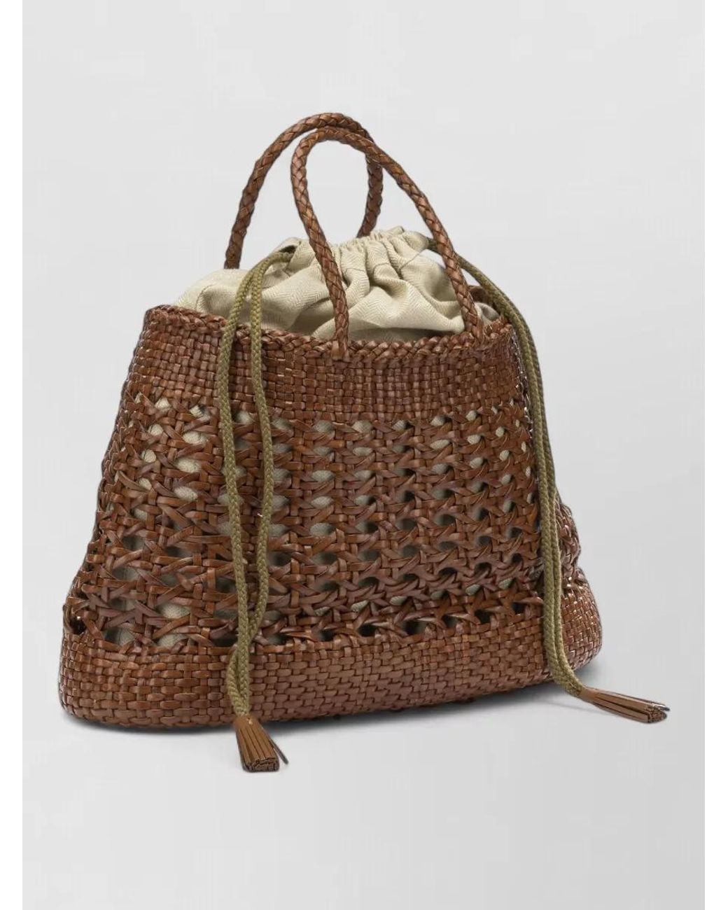 Dragon Diffusion Brown Medium Leather Woven Tote Bag