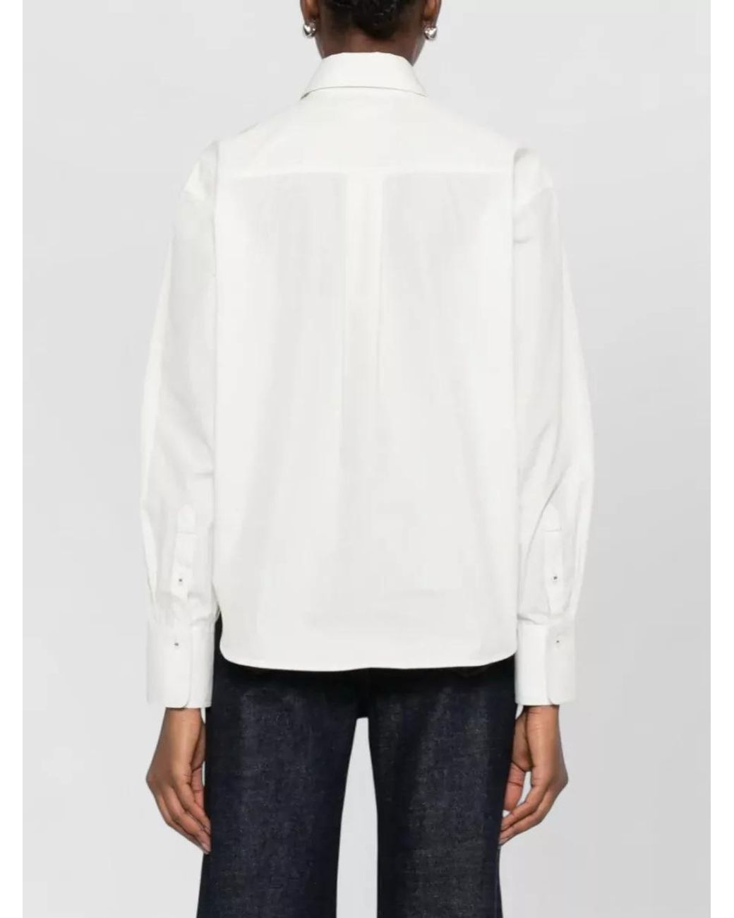 Victoria Beckham White Cotton Cropped Shirt