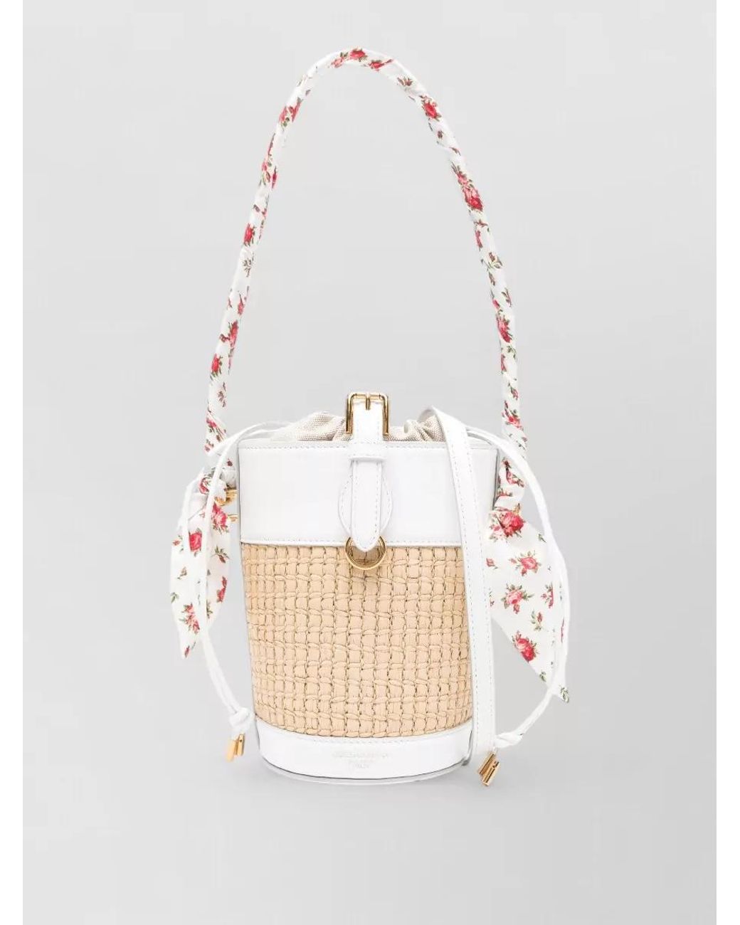 Dolce & Gabbana White Capri Raffia Bucket Bag