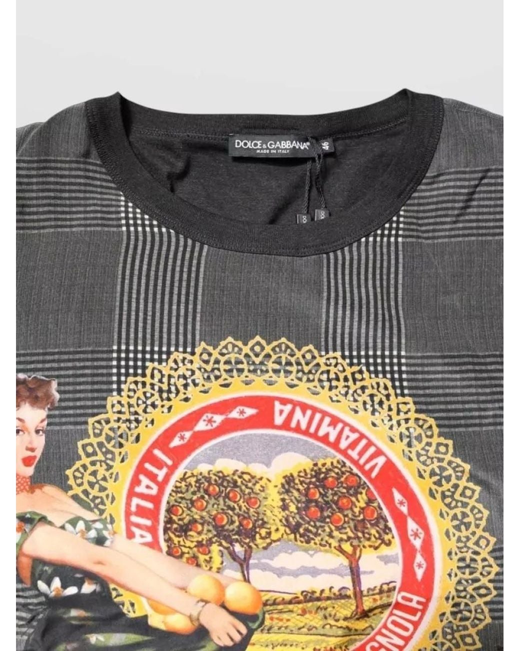Dolce & Gabbana Gray Silk Graphic Print Short-Sleeve T-Shirt for men