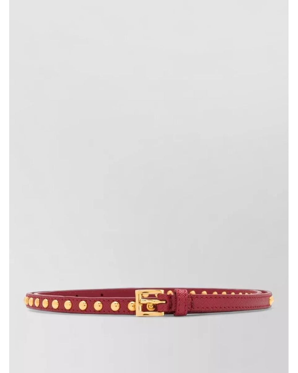 Prada White Studded Leather Belt
