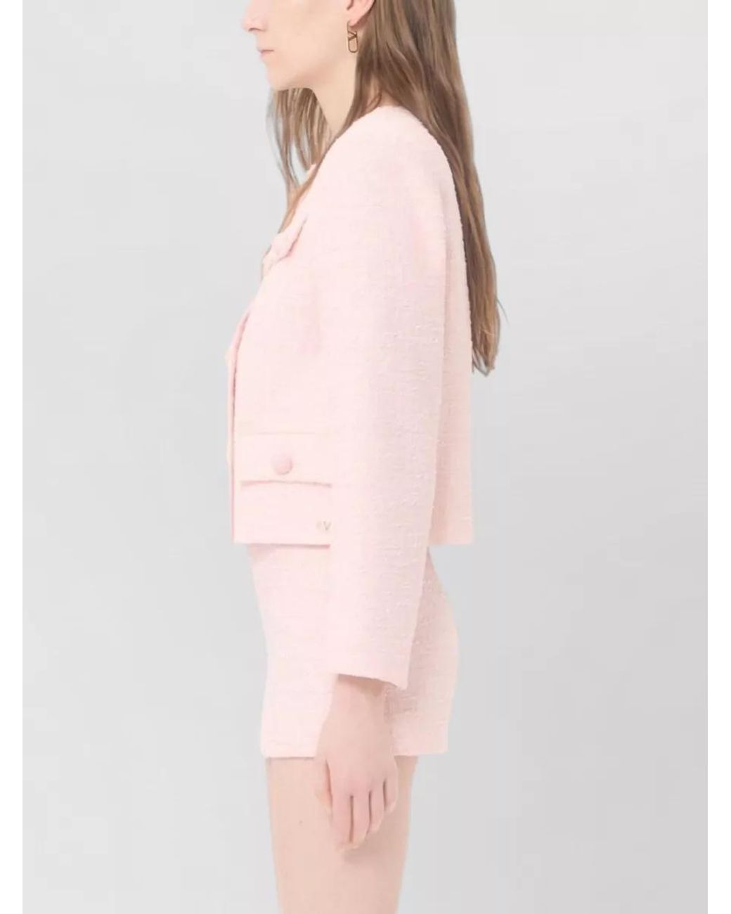 Valentino Pink Textured Tweed Jacket
