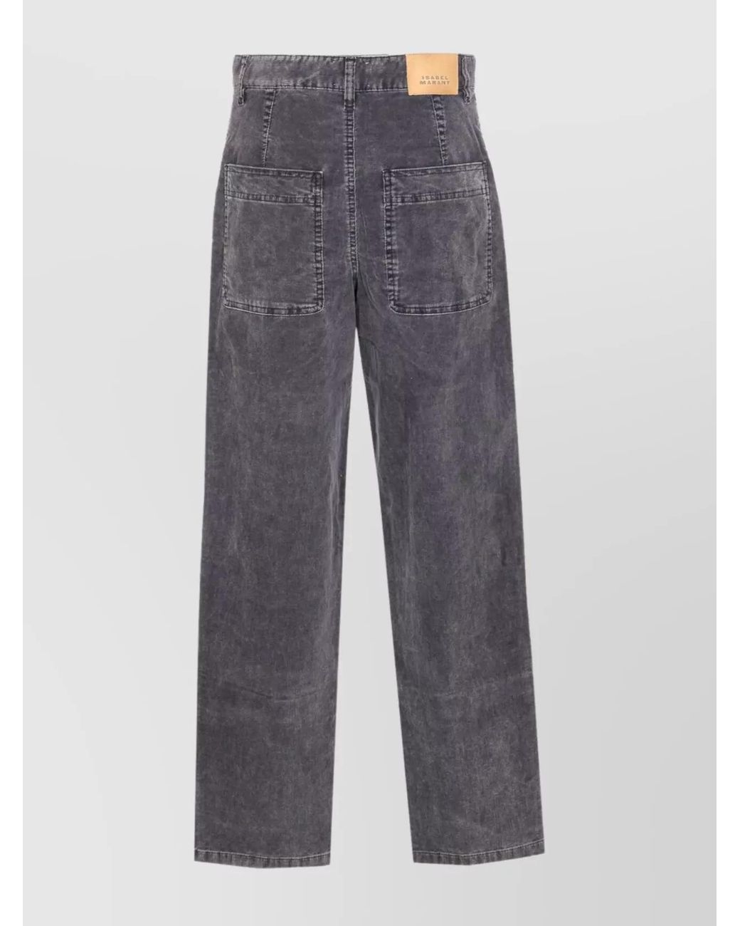 Isabel Marant Gray Cotton Ribbed Velvet High-Rise Wide-Leg Tapered Trousers