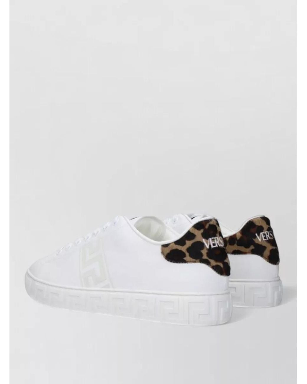 Versace White Leather Animal Print Low-Top Sneakers for men