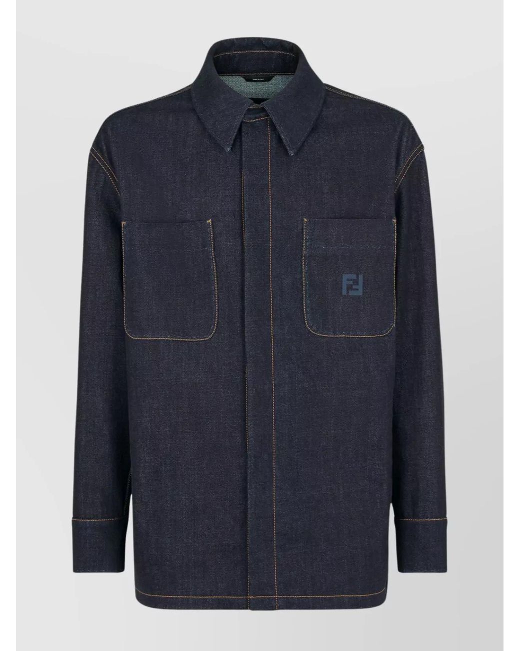 Fendi Blue Denim Shirt Jacket for men