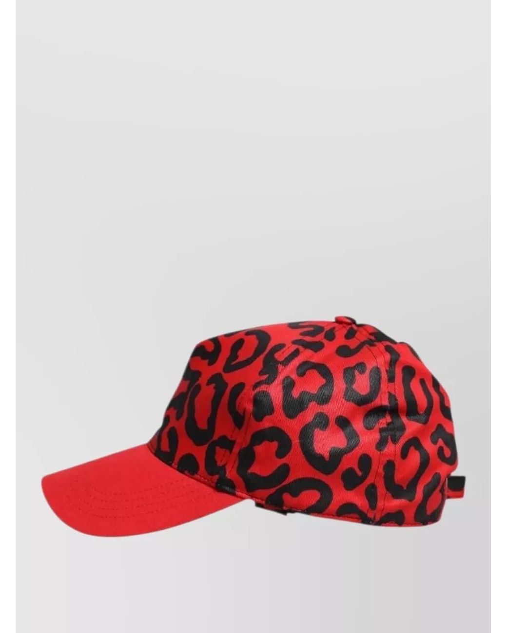 Dolce & Gabbana Red Cotton Leopard-Print Baseball Cap