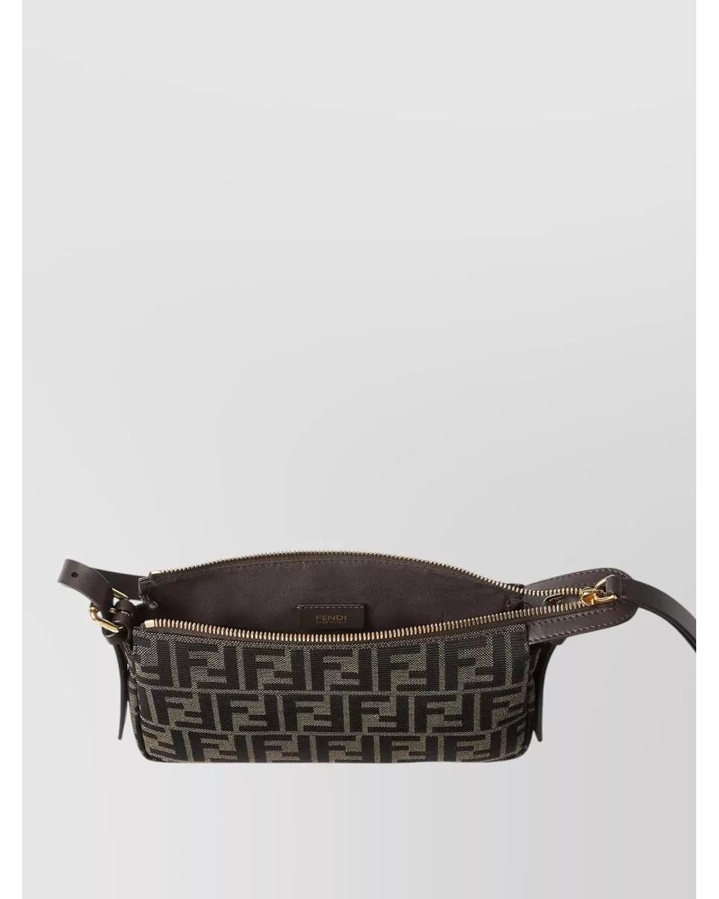 Fendi Black Baguette Small Jacquard Shoulder Bag