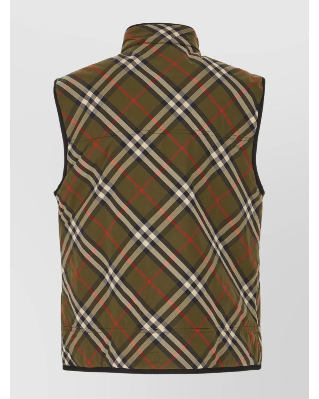Burberry Green Quilted Sleeveless Check Gilet for men