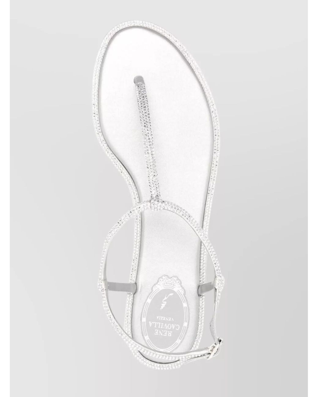 Rene Caovilla White Leather Crystal-Embellished Thong Sandals