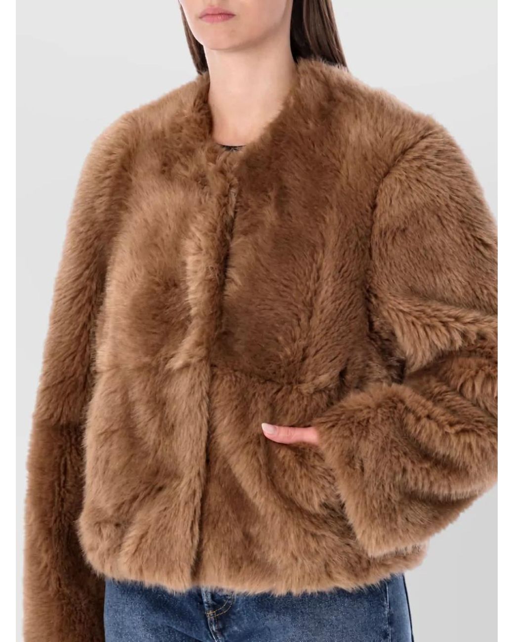Stand Studio Brown Faux Fur Jacket