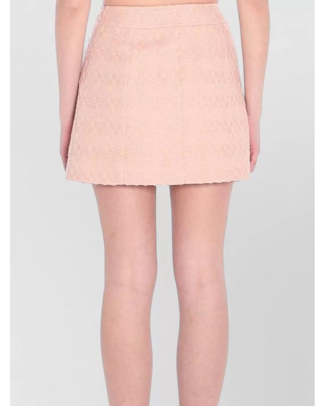 Céline Pink Wool Blend Textured Mini A-Line Skirt