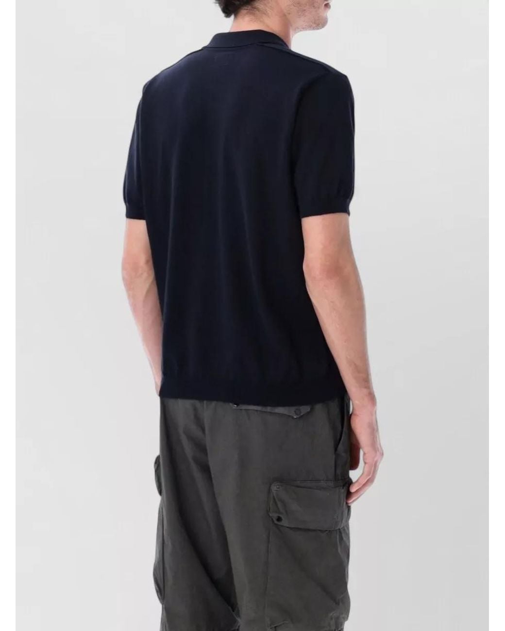 C P Company Blue Cotton Short-Sleeve Polo Shirt for men