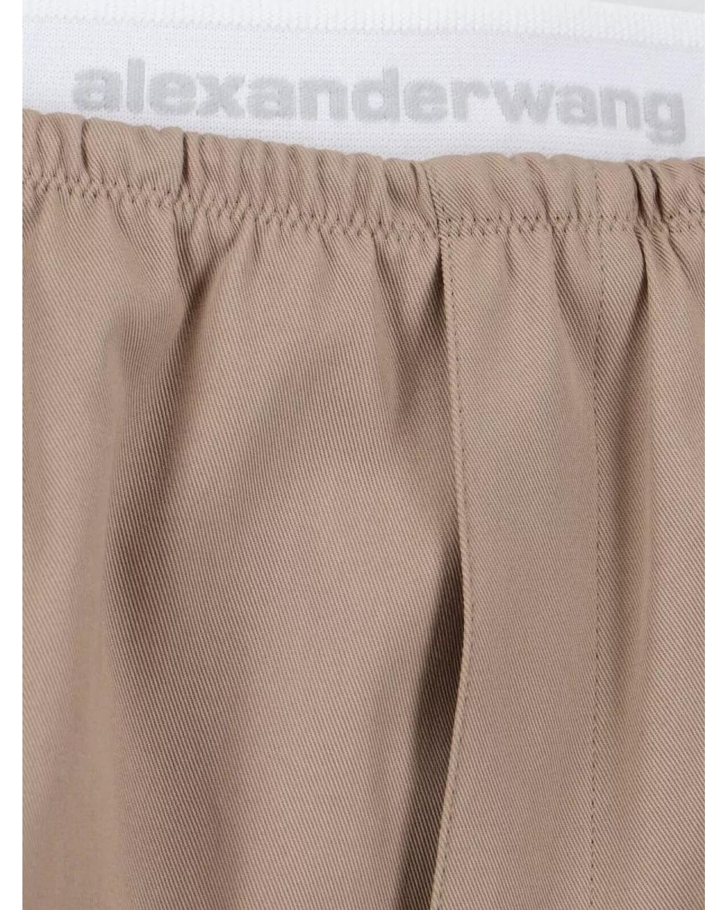 Alexander Wang Natural Cotton Mid-Rise Wide-Leg Drawstring Pants